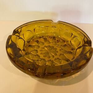 Vintage MCM Amber Sunburst Ashtray.